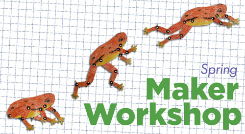 Spring Maker Workshop logo with jumping frog